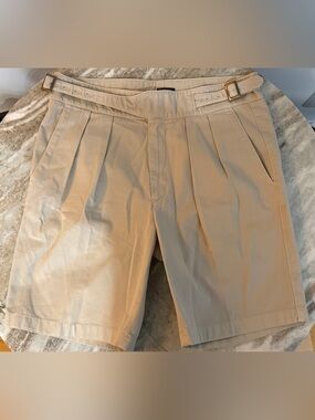RUBINACCI NAPOLI GURKHA SHORTS BEIGE TODD COTTON MANNY PLEATED $590 48/32 SNYDER